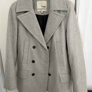 Wilfred Light Gray Double-Breasted Pea Coat